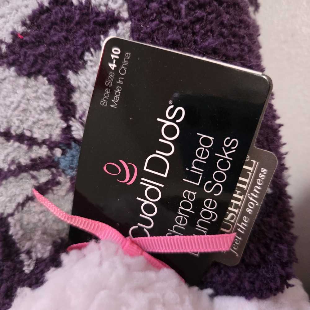 Cuddl Duds Purple Sherpa Lined Lounge Socks